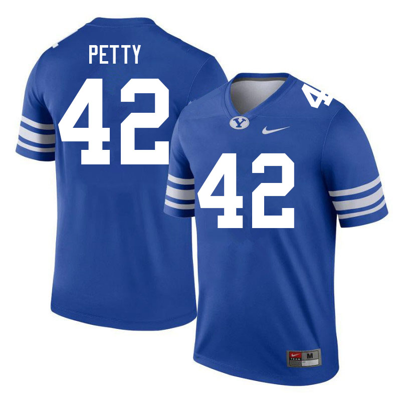 Men #42 Mike Petty BYU Cougars College Football Jerseys Sale-Royal - Click Image to Close